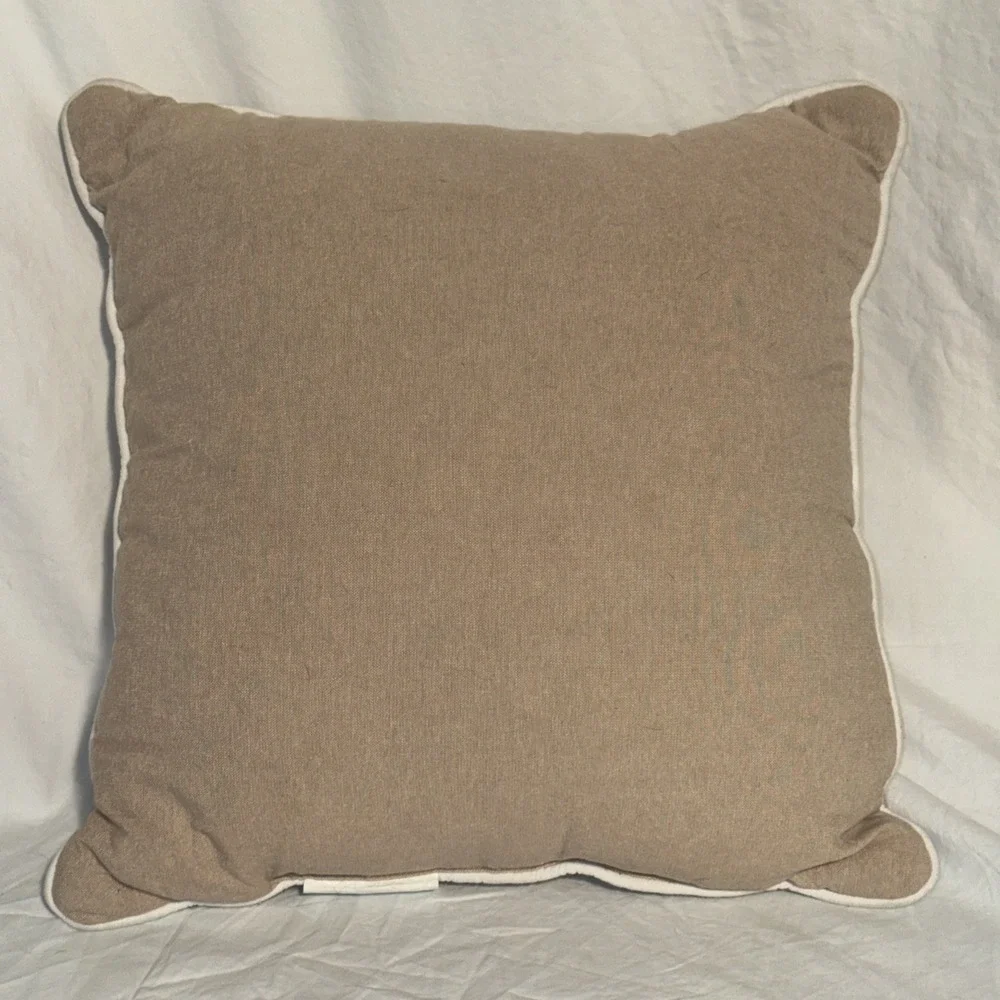 Kirkton House Easter Pillow Beige White Embroidered‎ Bunny & Cross Throw